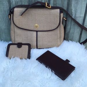 Etienne Aigner straw and leather purse and wallet